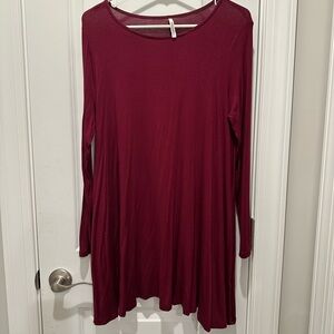 mittoshop Burgundy Scoop Neck Tunic Top